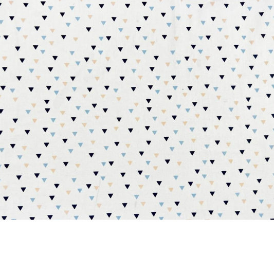 Tissu Coton Motif Mini Triangles - Bleu Et Abricot