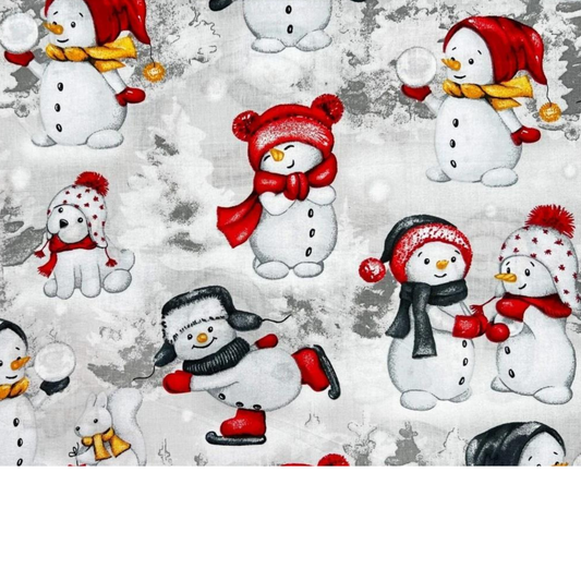 Tissu Coton Motif Bonhomme De Neige - Noël