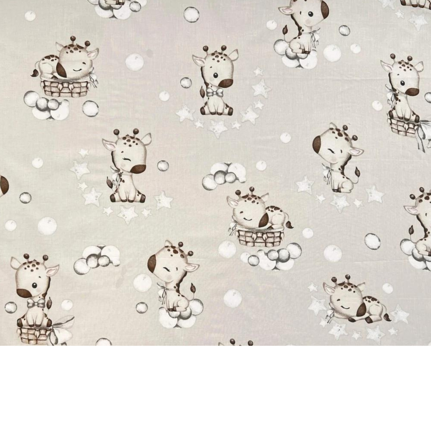 Tissu Coton Motif Bébés Girafes