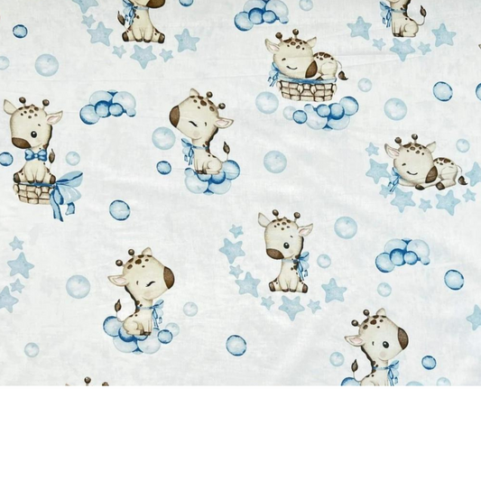 Tissu Coton Motif Bébés Girafes