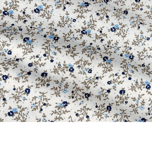 Tissu Coton Imprimé Fleurs Bleu Marine