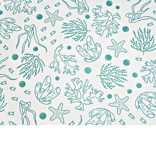 Tissu Coton Motif Sous L’océan - Turquoise