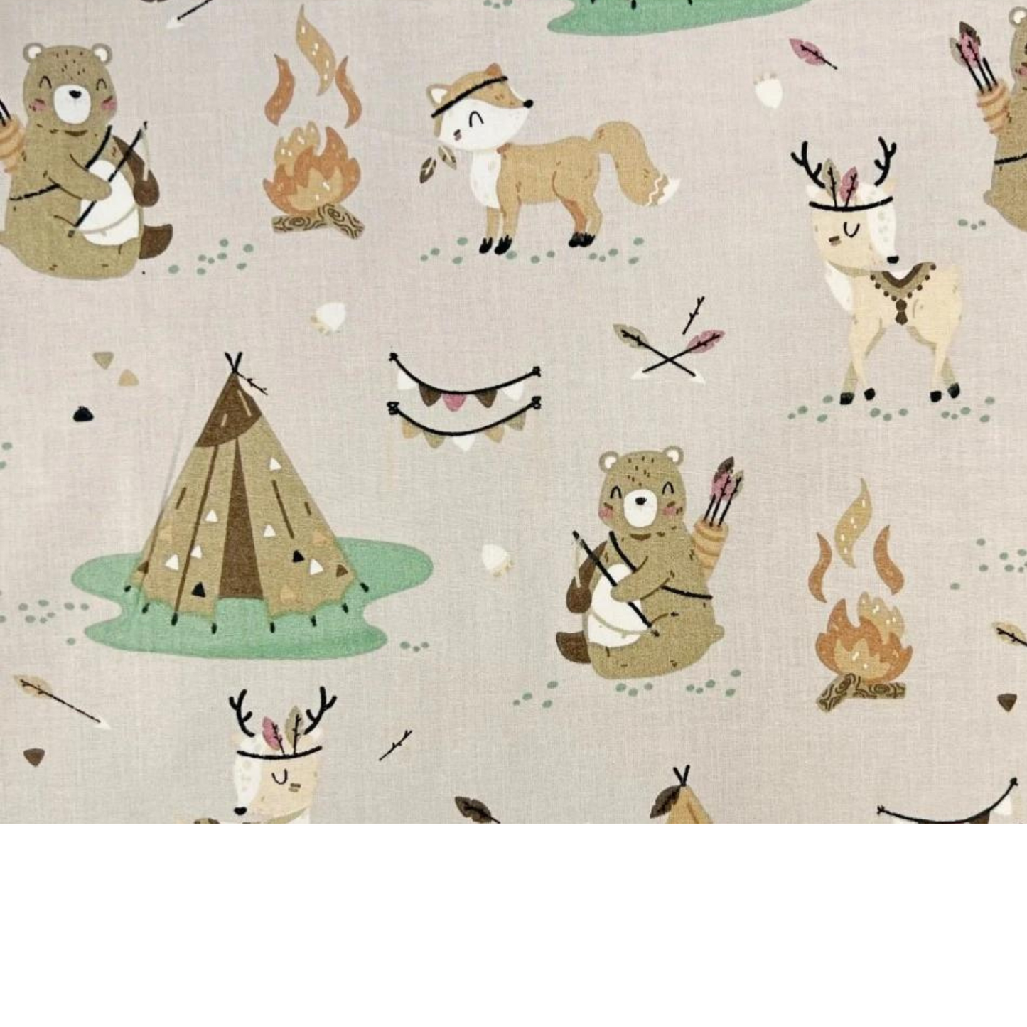 Tissu Coton Motif Animaux Indiens - Fond Beige