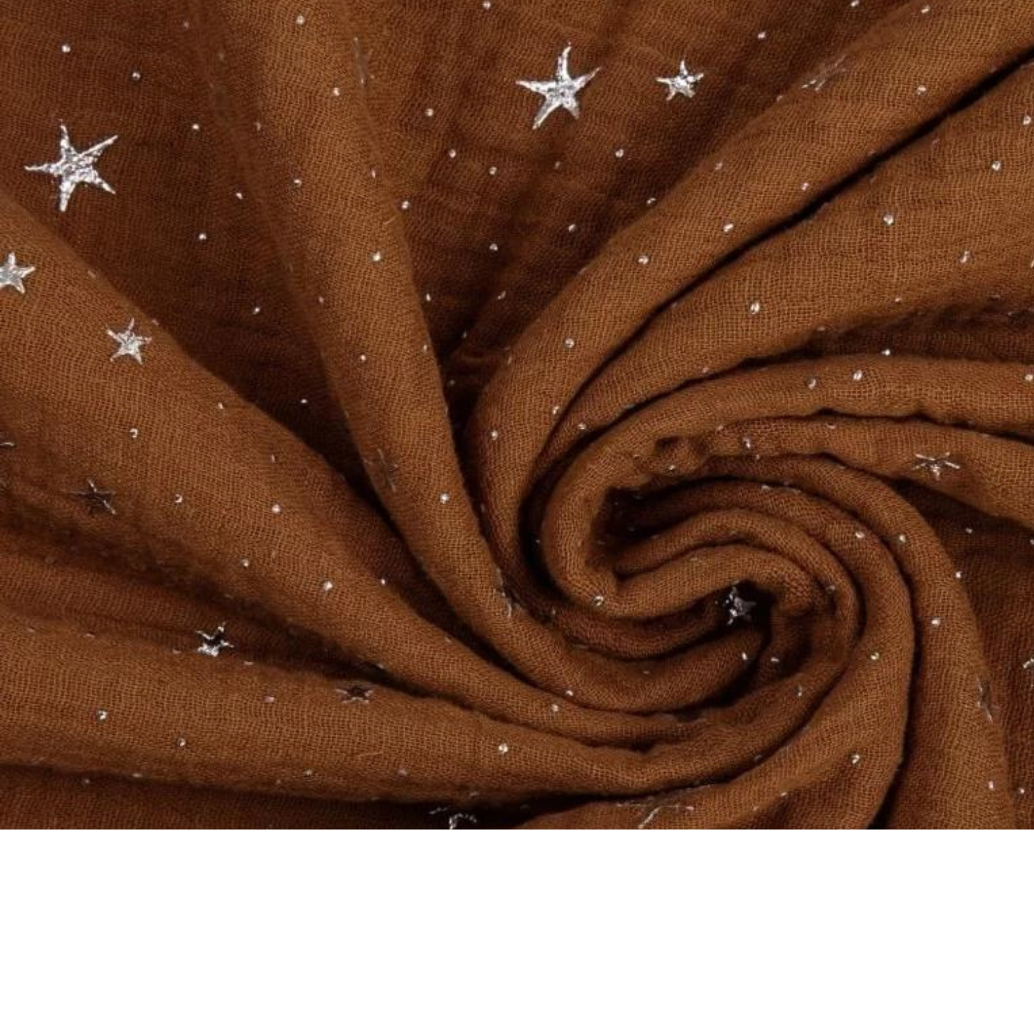 Tissu Double Gaze Citrouille Épicée Avec Étoiles Argentées