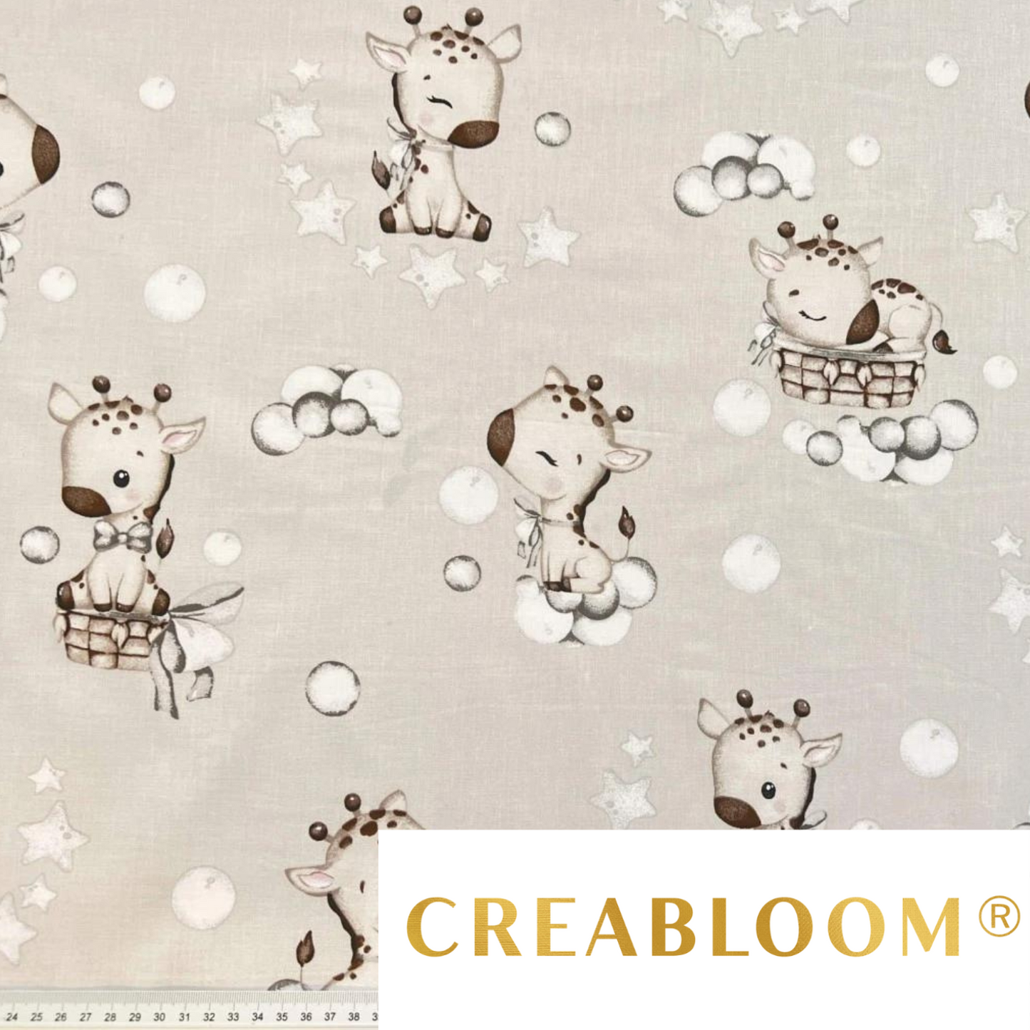 Tissu Coton Motif Bébés Girafes