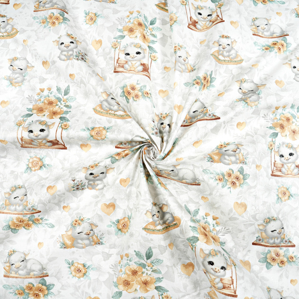 Tissu coton Motif cochons mignons