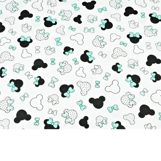 Tissu Coton Motif Souris - Couleur Menthe