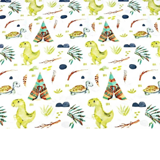 Tissu Coton Motif Dinosaures Indiens