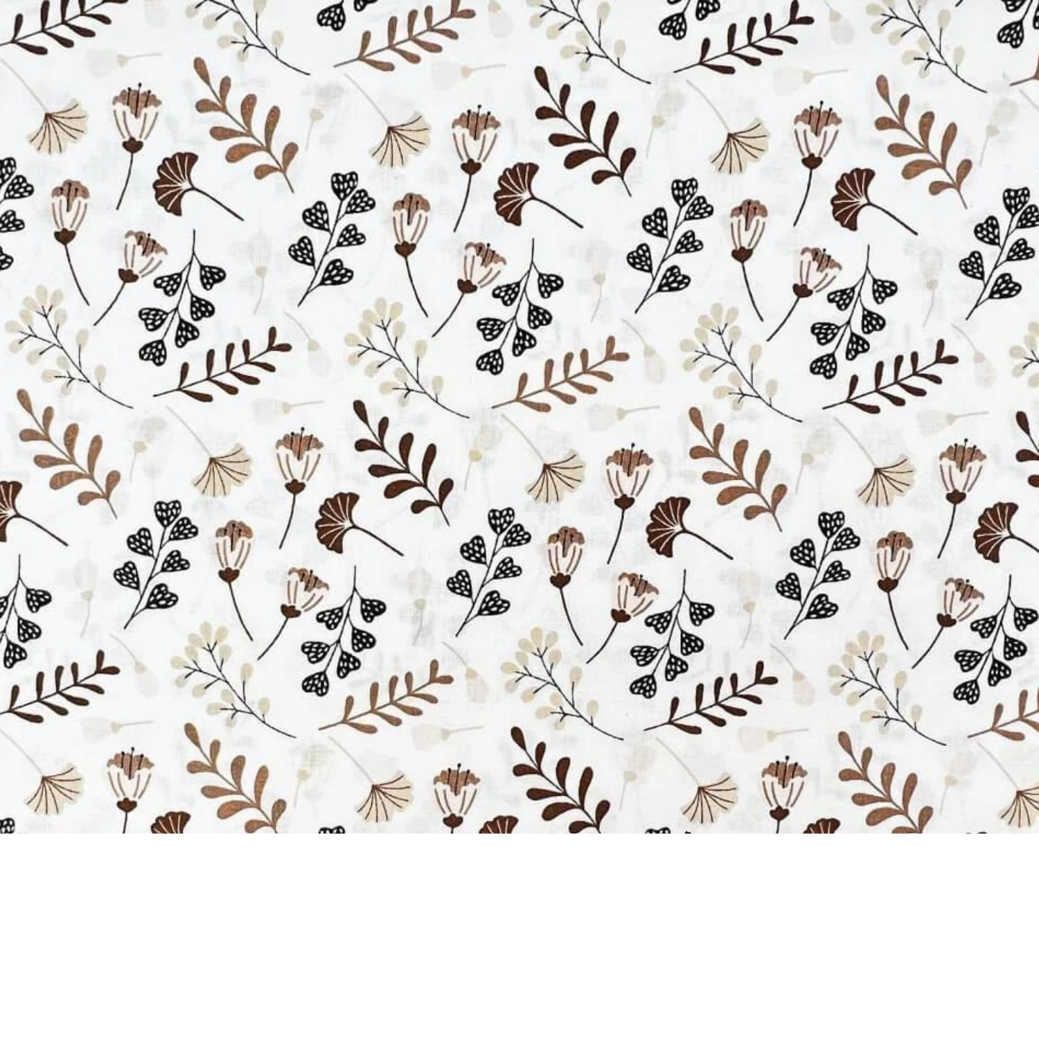 Tissu Coton Motif Fleurs - Marron