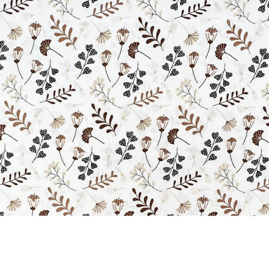 Tissu Coton Motif Fleurs - Marron