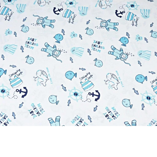 Tissu Coton Motif Ourson En Mer