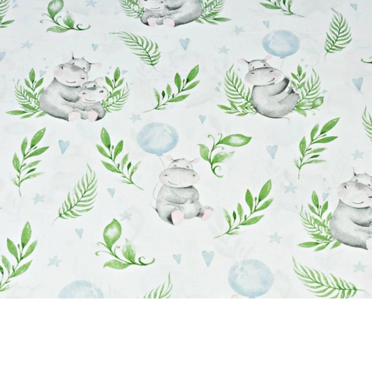 Tissu Coton Motif Hippopotames