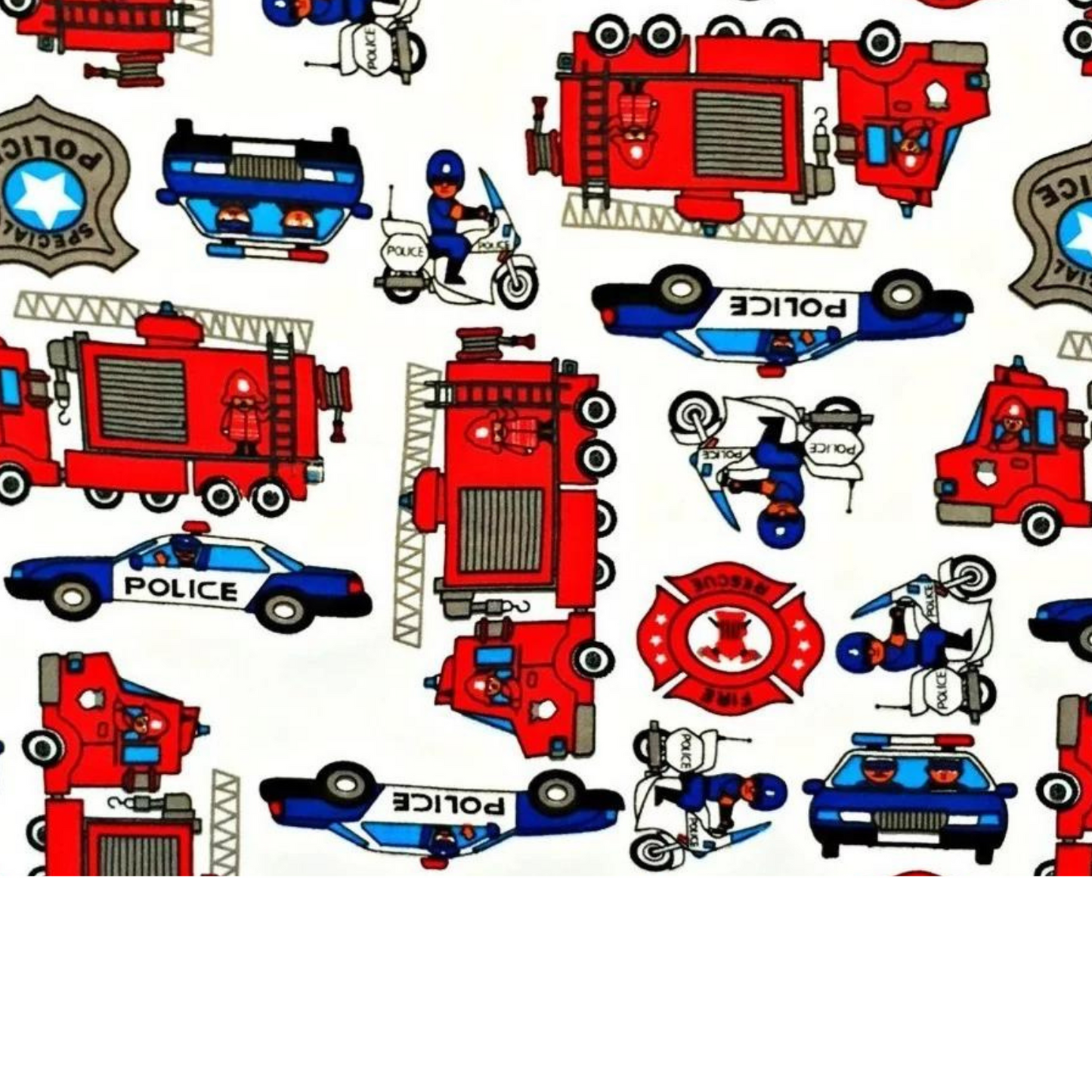 Tissu Coton Motif Pompiers Et Police