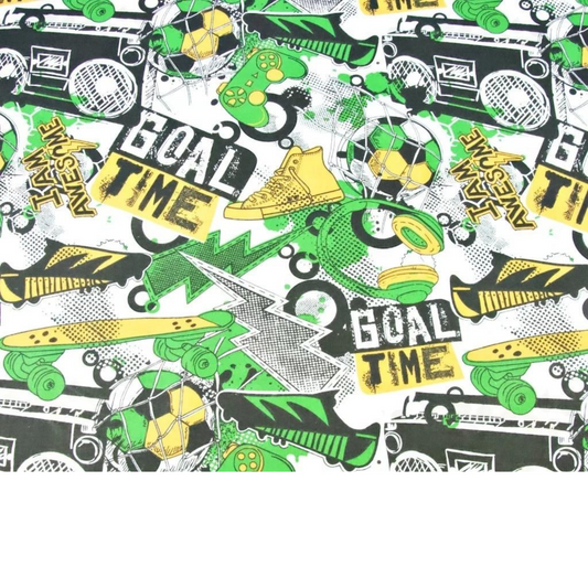 Tissu Coton Motif Jeux Vidéo Et Football